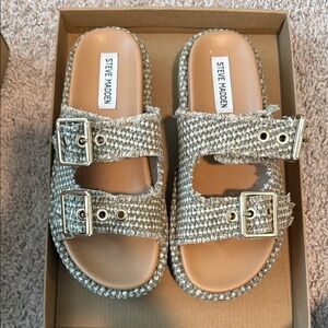 Steve Madden Metallic Textured Sandals